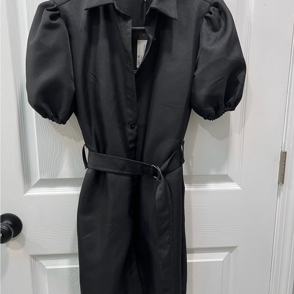 Elegant Black Puff Sleeve Dress